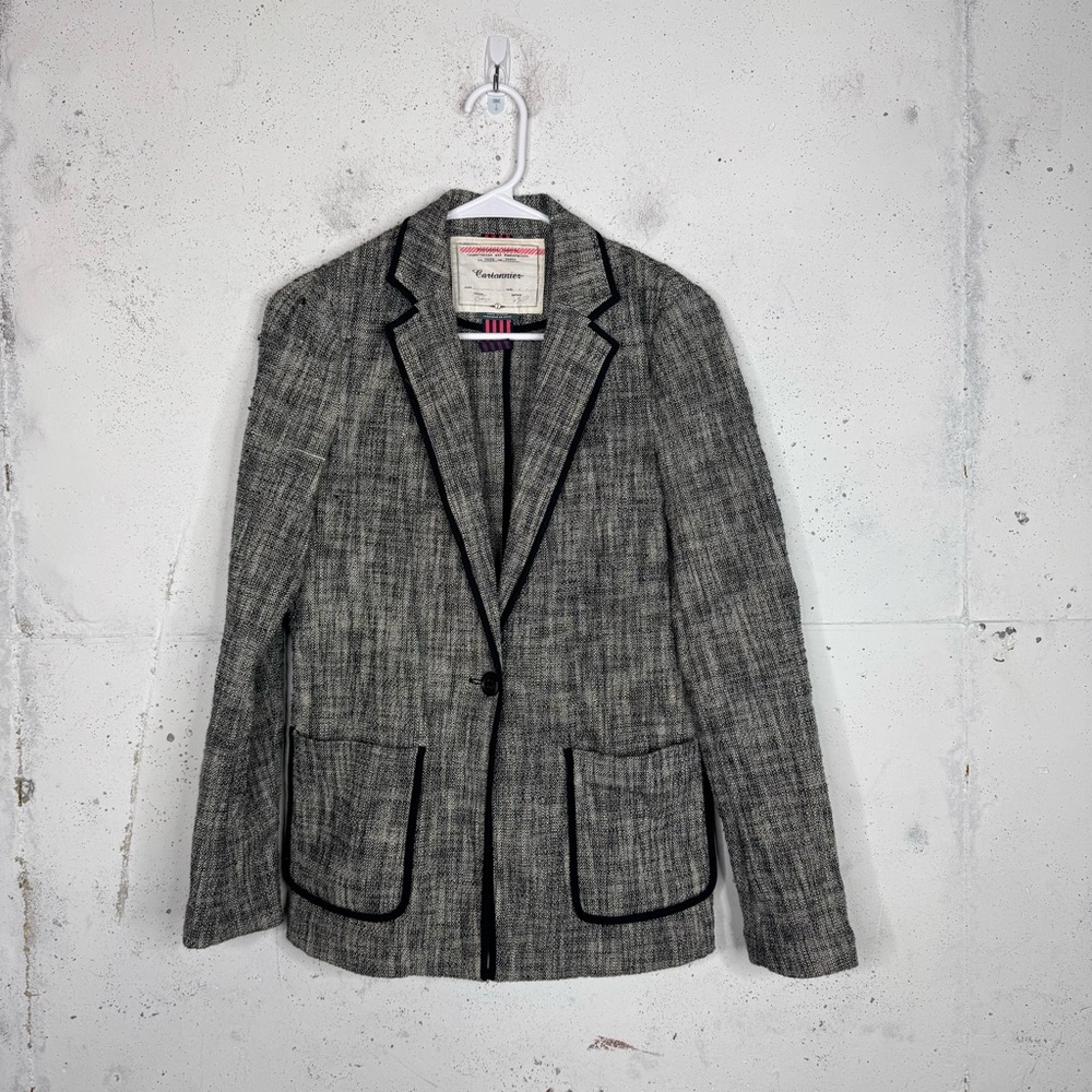 Cartonnier For Anthropologie Tweed One Button Blazer Jacket 2